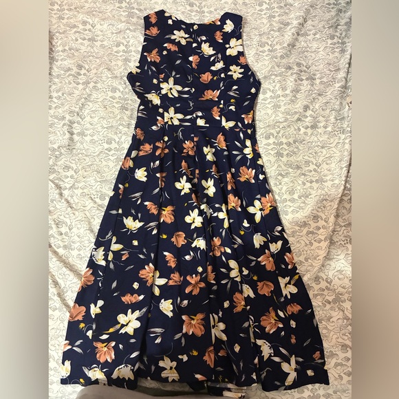 Floral Lace Dress - Navy and Orange - Picture 2 of 3